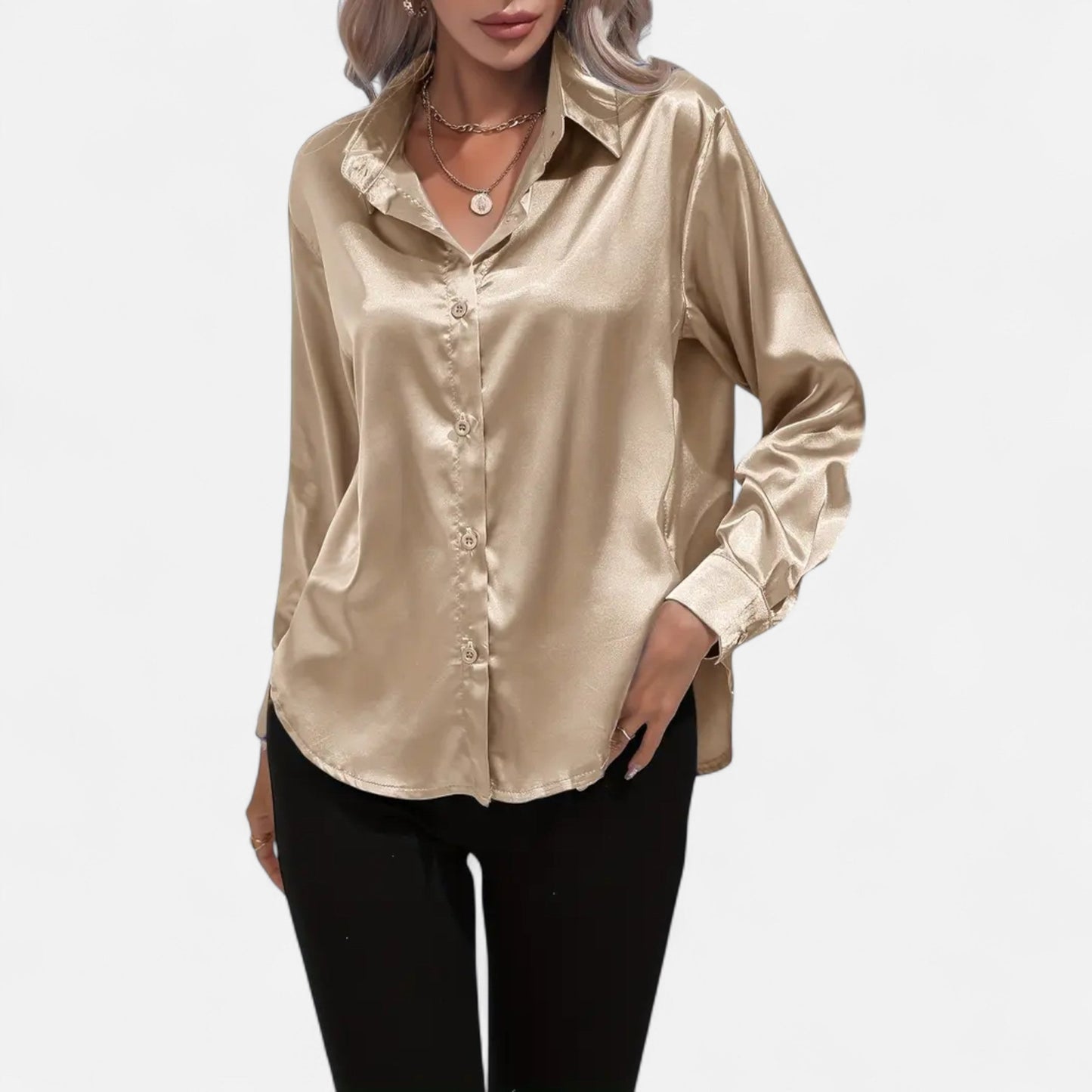 Chemise Femme Satin Col Tailleur Élégance