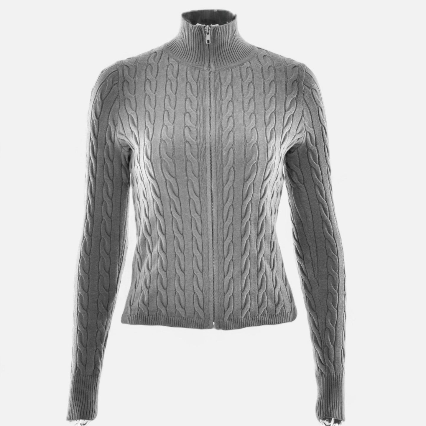 Cardigan Femme Col Roulé Zippé Élégant