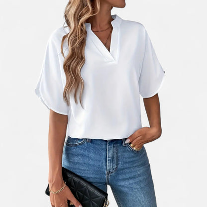 Blouse Femme Col Fendu Élégance Intemporelle