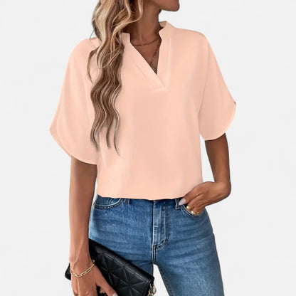 Blouse Femme Col Fendu Élégance Intemporelle