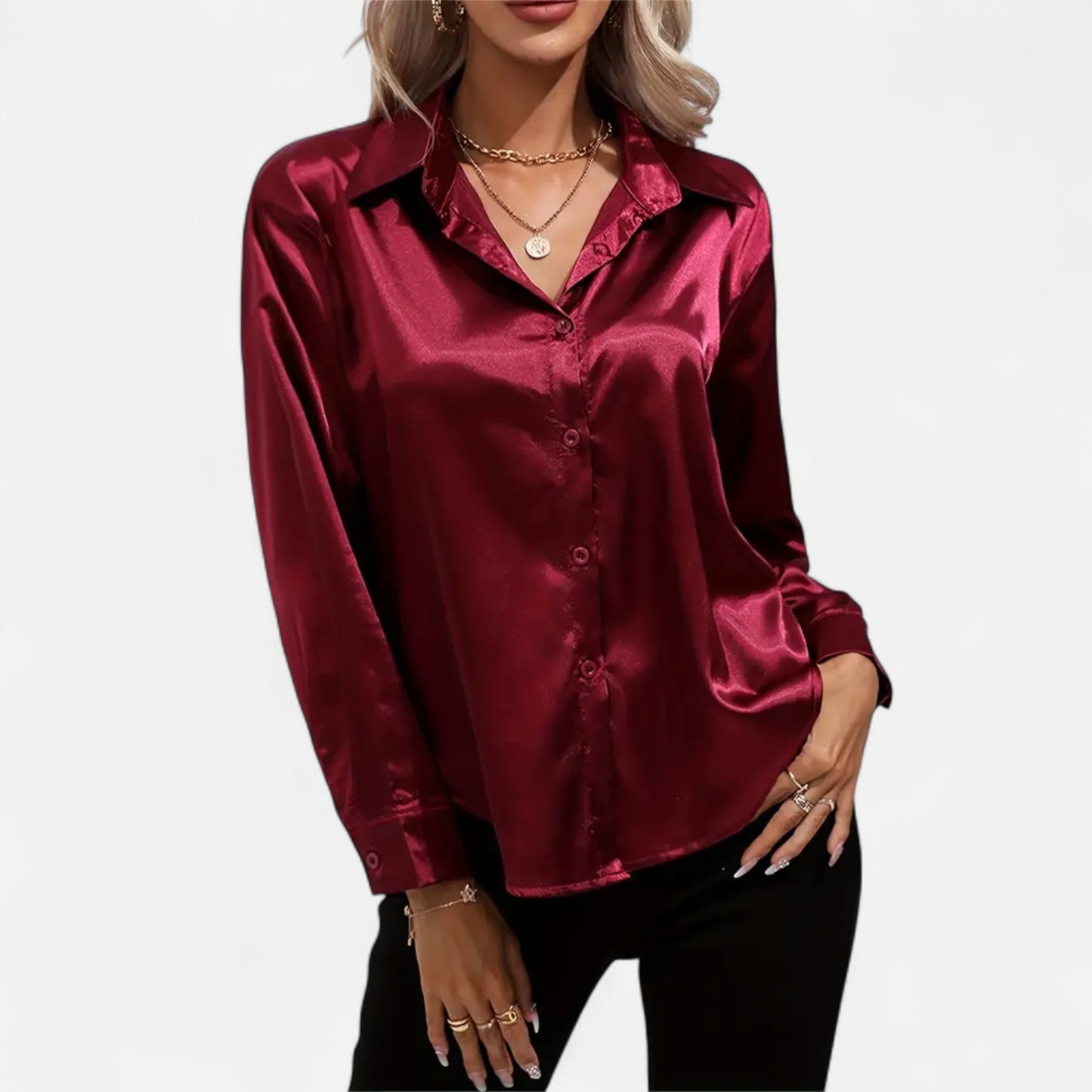 Chemise Femme Satin Col Tailleur