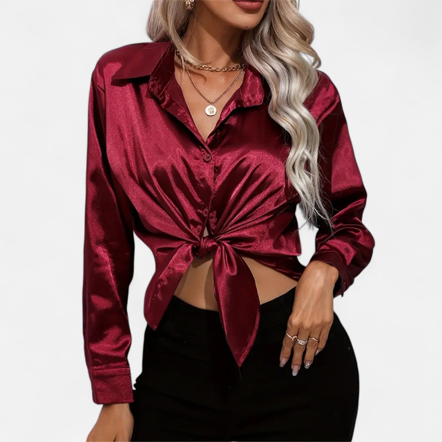 Chemise Femme Satin Col Tailleur