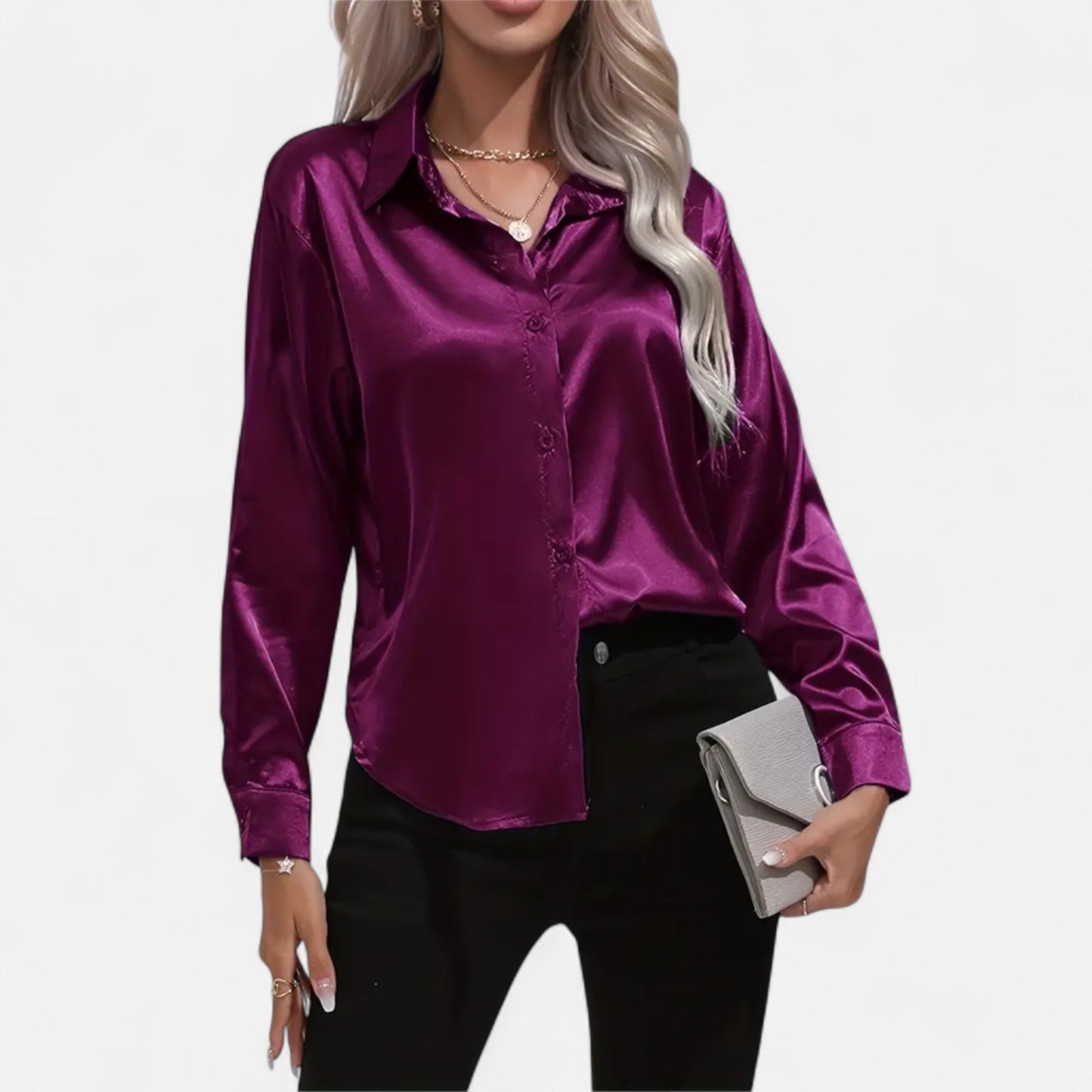 Chemise Femme Satin Col Tailleur