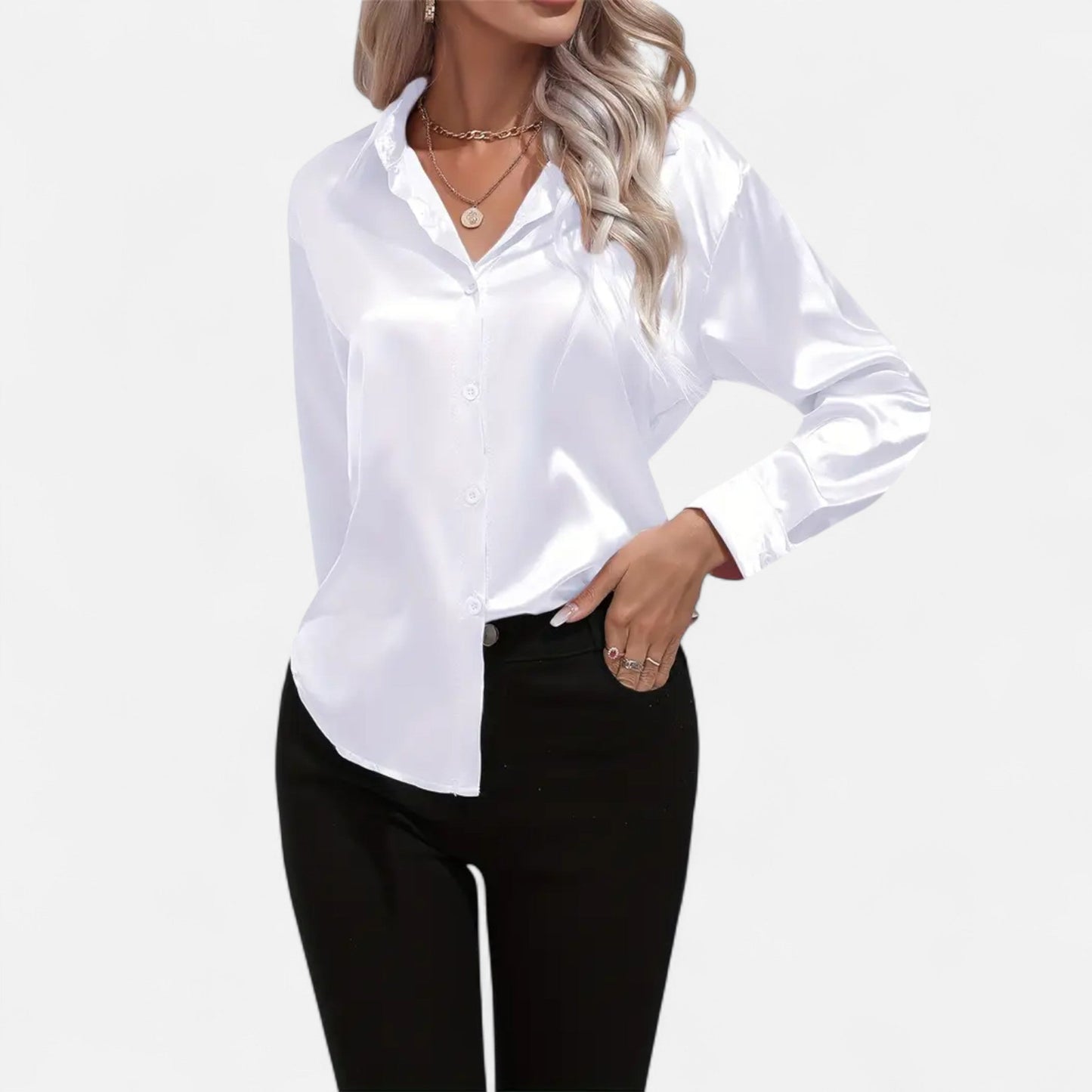Chemise Femme Satin Col Tailleur Élégance